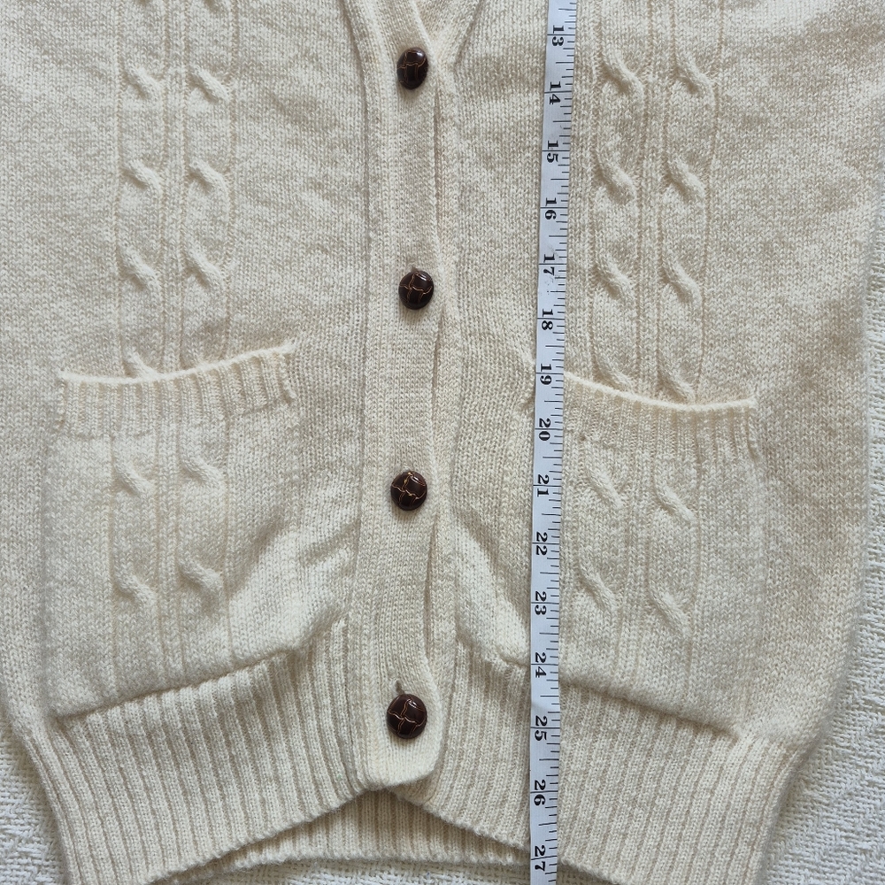 Vintage Grandmacore Wool Cable Knit Button Front Cardigan Sweater Tabi Int Sz M - Picture 9 of 9